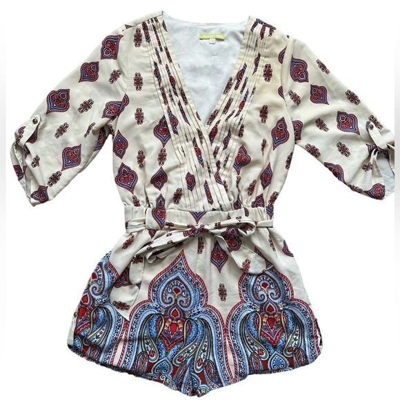 Gianni Bini‎ Paisley Print Shorts Romper Women’s Size Extra Small XS - Picture 1 of 4